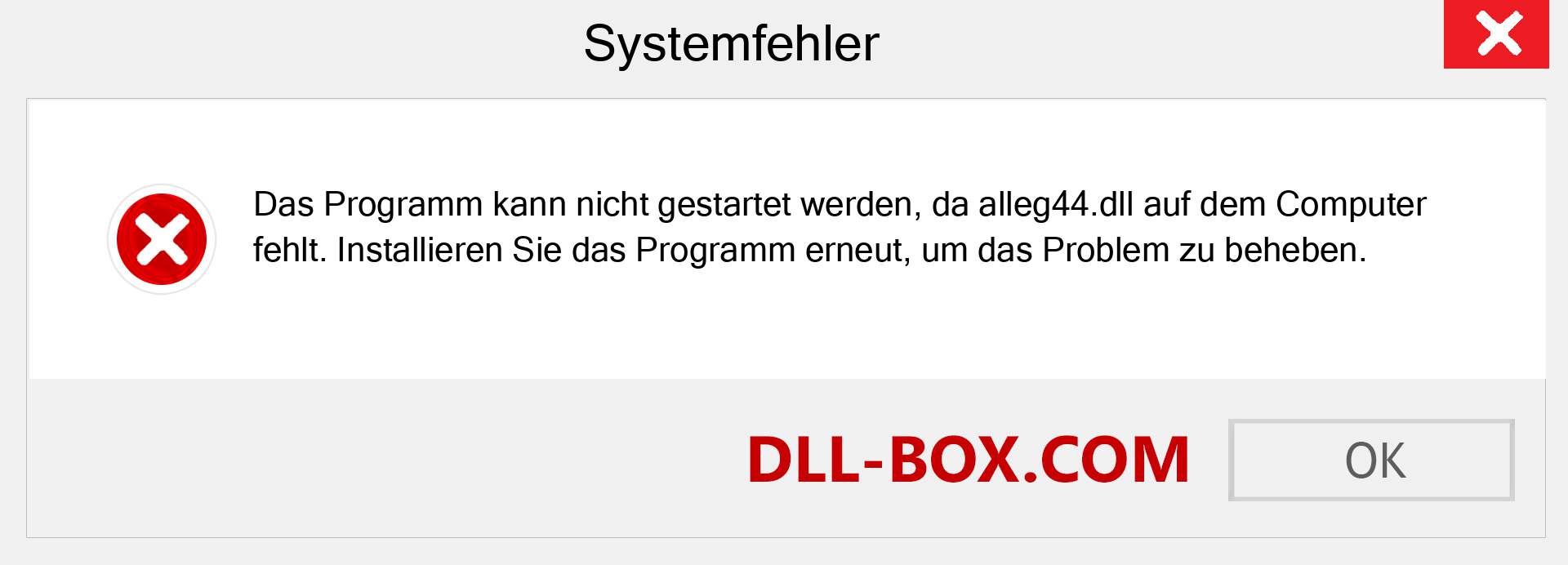 alleg44.dll-Datei fehlt?. Download für Windows 7, 8, 10 - Fix alleg44 dll Missing Error unter Windows, Fotos, Bildern