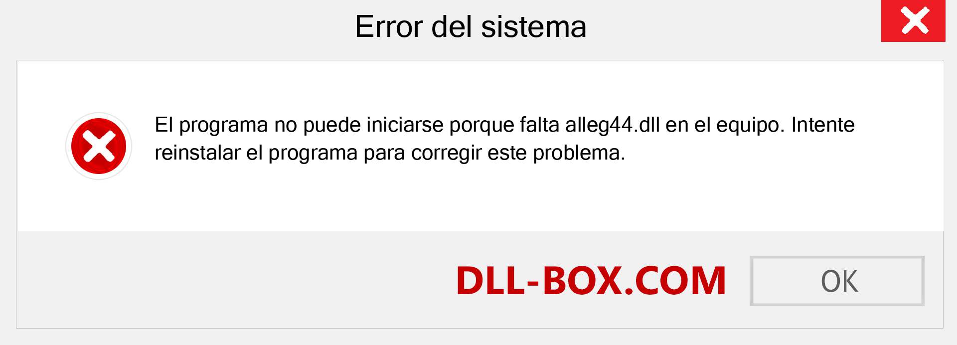 ¿Falta el archivo alleg44.dll ?. Descargar para Windows 7, 8, 10 - Corregir alleg44 dll Missing Error en Windows, fotos, imágenes