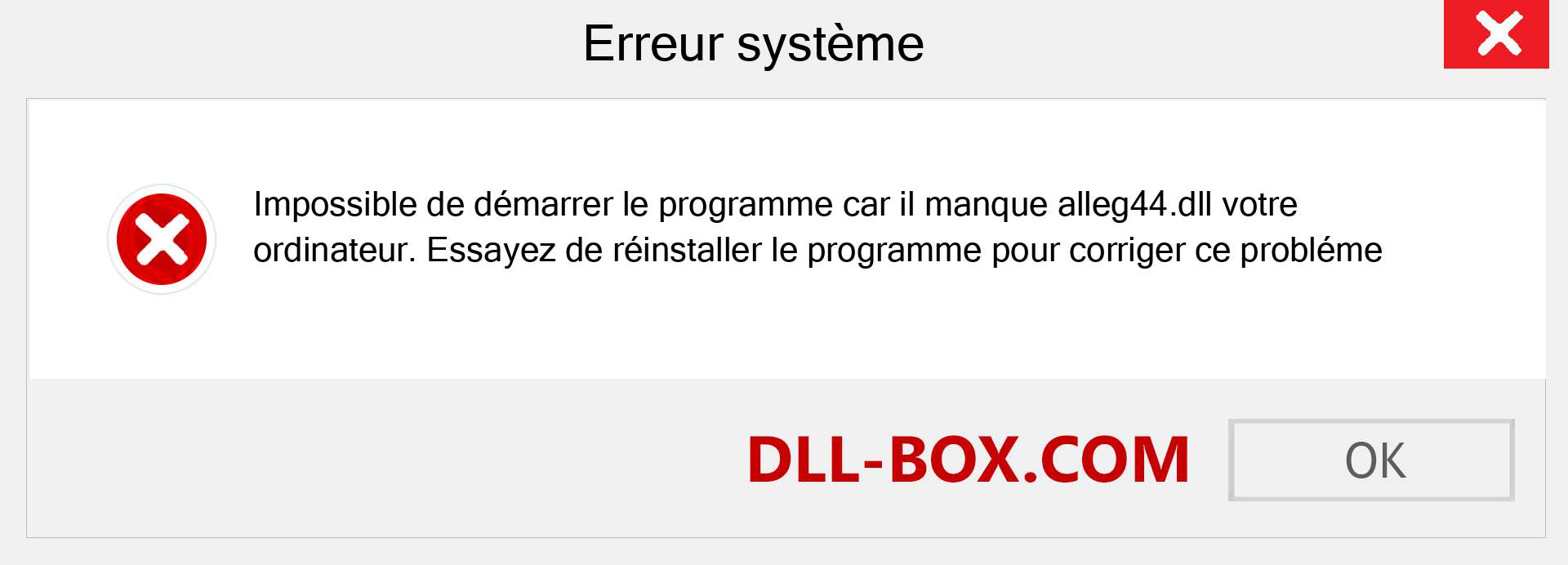 Le fichier alleg44.dll est manquant ?. Télécharger pour Windows 7, 8, 10 - Correction de l'erreur manquante alleg44 dll sur Windows, photos, images