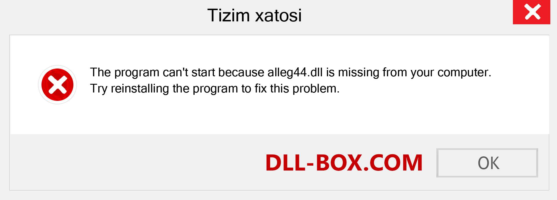 alleg44.dll fayli yo'qolganmi?. Windows 7, 8, 10 uchun yuklab olish - Windowsda alleg44 dll etishmayotgan xatoni tuzating, rasmlar, rasmlar